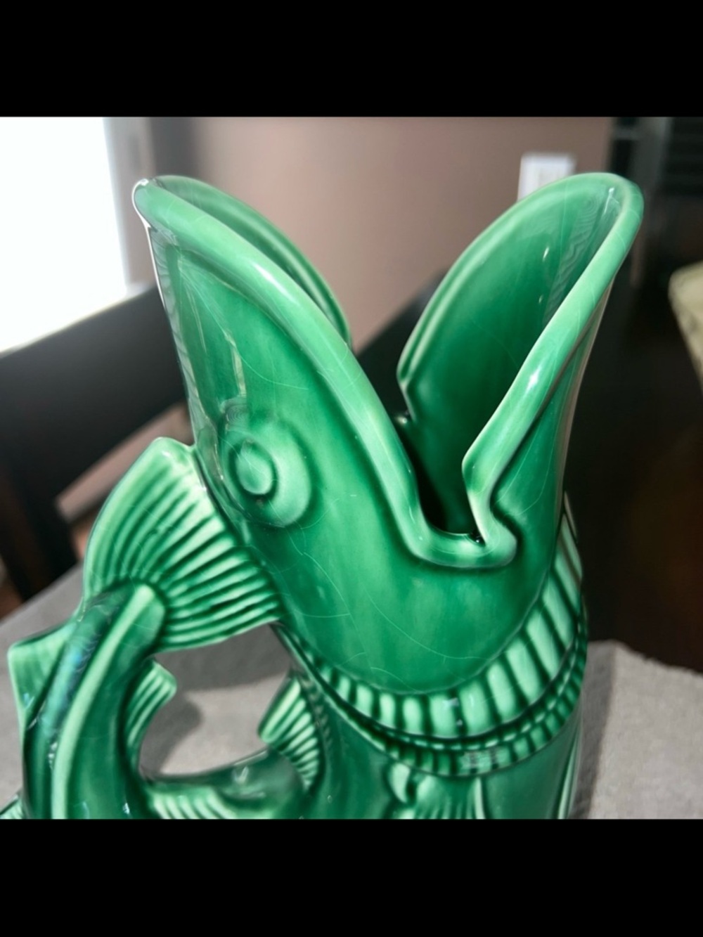VNTG SHREVE CRUMP & LOW GURGLING COD FISH GLOSSY GREEN PITCHER//MADE IN ENGLAND - Picture 4 of 8